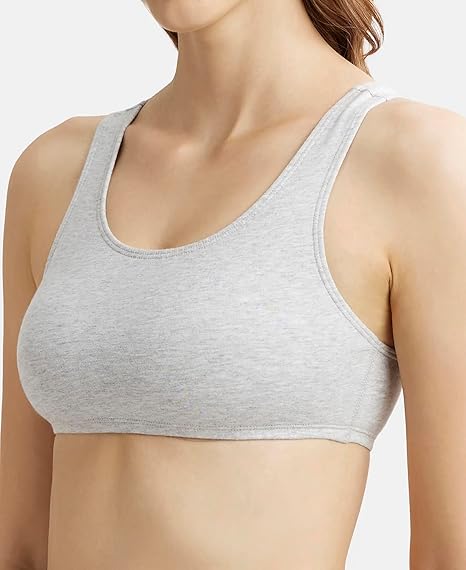 Jockey 1582 Women’s Cotton Stretch Crop Top Bra – Slip-On with Stay Fresh